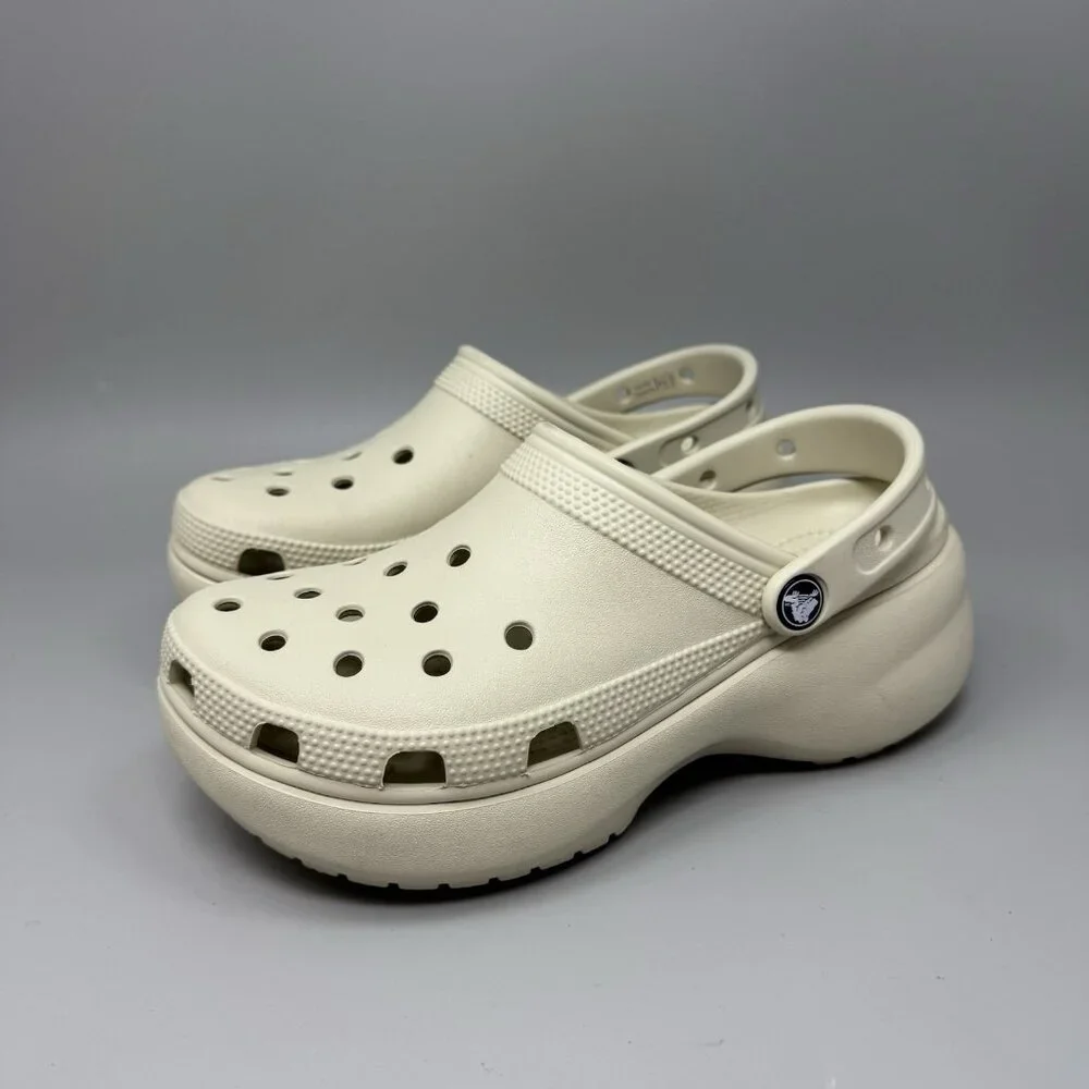 Crocs Classic Bae Platform Clog Shoes Womens Size 8 Beige Tan Slip On Comfort - Picture 3 of 10